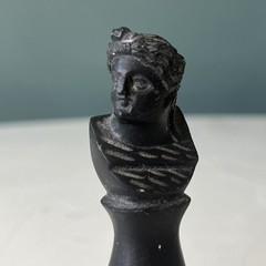 Antique Grand Tour Black Carved Lava Neoclassical Bust Figural Seal 19th C Italy