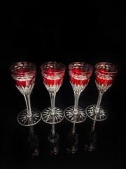Faberge Na Zdorovye Cordial Liqueur Red Glasses NIB