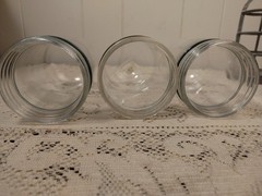 3 Vtg Cast Aluminum Light Bulb Cage & Glass Insert Lamp Industrial MCM