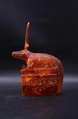 Rare Ancient Egyptian Antique Statue God Sobek Crocodile Amber Stone Egypt BC