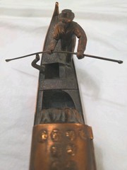 Vintage Gondola Gondolier Music Box Copper Color Plated READ Repair Project