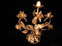 Vintage Italian Rose Tole Candelabra