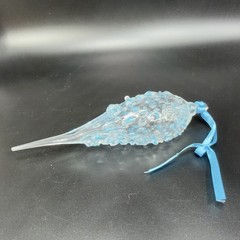 Hand Blown Studio Art Glass Ornament Hanging Decor Textured Blue Fritz Glass VTG