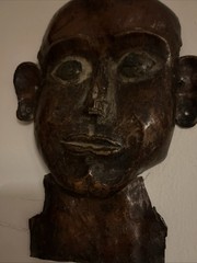 Vintage Hand Hammered Copper Face Mask Wall Art Jamaica 1967 Folk Art