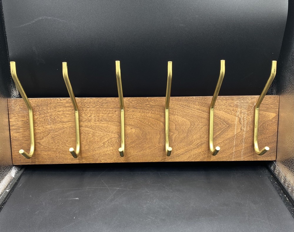 MCM Modernist LOUMAC SUPPLY NYC Wood Coat Rack Metal Hooks 24” X 6”