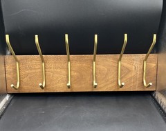 MCM Modernist LOUMAC SUPPLY NYC Wood Coat Rack Metal Hooks 24” X 6”