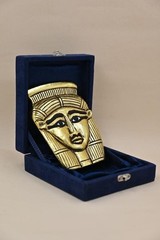 Gold Leaf Egyptian Goddess Hathor Ancient Egyptian Face and Solid Stone Figurine