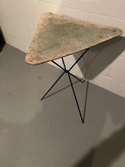 RARE Antique Art Deco 21″ 3-Legged Folding Stool Chair Minimalist Triangle Seat