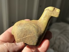 COLORFUL PRE-COLUMBIAN CANOPA LLAMA EFFIGY VOTIVE CONTAINER, PERU, MOTLEY COA