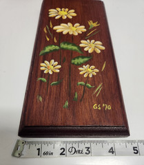 Set of 2 70s VTG Hand Painted Signed Floral Wood Plaques Cottagecore Boho MCM