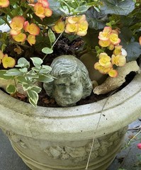 Vtg Concrete HEAD Salvaged Cement Garden STATUE Old Weathered Gothic-Child Bust!