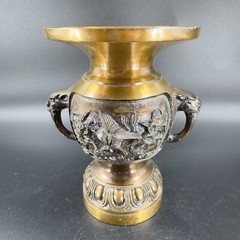 Antique Buddhist Altar Fitting Flower Stand Vase Metal Brass Heavy Made Korea