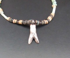 NILE Ancient Egyptian Silver Fly Amulet Mummy Bead Necklace ca 600 BC