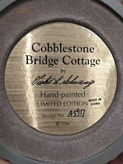 Franklin Mint Glass Dome Cobblestone Bridge Cottage Vintage With Glass Dome