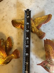 Set of 3 Vintage Home Interiors Gold Tone Tin Birds in Flight