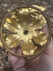 MCM Italian Tole Gilt Florentine Gold Roses Stand Gorgeous Details VTG Regency