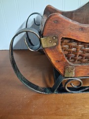 VINTAGE RUSTIC SLEIGH METAL TWIGS WOOD,DECORATIVE ITEM,HEAVY,STUDY
