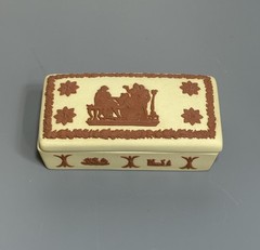 Vtg Wedgwood Collector Society Jasperware Yellow Primrose Trinket Box Terracotta