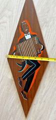 2 Vintage Mid Century TruArt Musicians Diamond Shaped Wall Art Decor Pair 21×7″