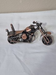 Welded Motorcycle Sculpture Bronze Copper Rolling Wheels Figurine 5 1/2″x 3 1/4″