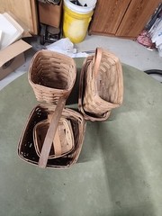 LOT OF 5 ASSORTED LONGABERGER BASKETS VARIOUS SHAPES SIZES 1980s CHEAP L$$K