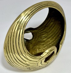 Vintage MCM Solid Brass Swan Planter Bowl Catchall with Handle ~Korea