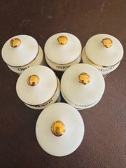 Vintage Spice Jars w/Lids 1987 MJ HUMMEL Porcelain Set of 6 Alpine Switzerland