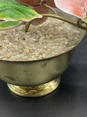 Vtg Metal & Enamel Floral Flower Arrangement MCM Brass Yellow 8” Wide