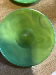 1944 J. Pressman Co. Chiquita Jade Gr Akro Agate “Tea for Six” Fingerloop