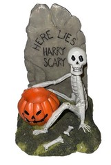Vintage Halloween Scenes Air Planter Skeleton “Here Lies Hairy Scary” Tombstone