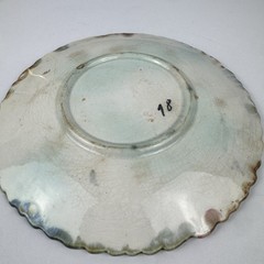 Antique French Majolica Strawberry Plate Floral Relief 8.5 Inch