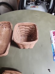 LOT OF 5 ASSORTED LONGABERGER BASKETS VARIOUS SHAPES SIZES 1980s CHEAP L$$K
