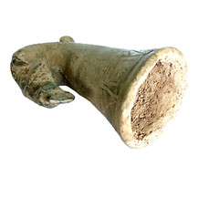 300 BC Ancient Roman Terracotta Drinking Rhyton Ceramic Artifact Intact Pottery