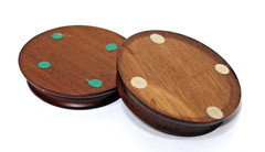 Wood Bases Display Stands Mahogany Stain Round Set 2