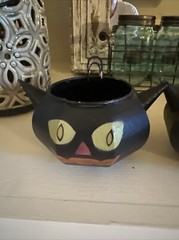 Mary Engelbreit Enesco Metal Black Cat Head Ghoul Face Rare Halloween 4 Cats 03