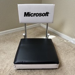Vintage Microsoft Logo Folding Floor Chair Travel Seat Black White Chrome