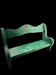 Vintage Green Painted Wooden Wall Shelf 15in Decorative Primitive Floral Accent