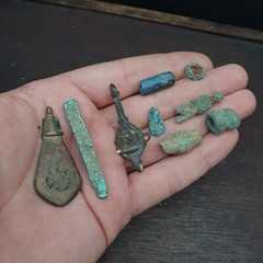 RARE Lot 9 Antique Bronze Near Eastern Beads pendants Artifacts from Afghanistan