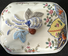 VTG 1970’s BOHO CHIC COVERED TOBACCO LEAF DISH~BY SEYMOUR MANN FINE CHINA~RARE