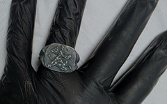 300 BC Ancient Roman Silver Ring Mithras mystery god of legions and victories