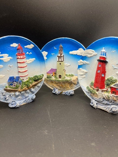 Set of 3 Lighthouse 3D Relief Sculpture Figurine Desktop Decor Lot of 3