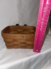 Longaberger 1993 Small Key Basket With Leather strap & Wall Hanger 5 in x 4 in