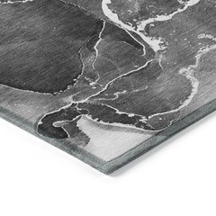 10′ X 14′ Black Gray And White Abstract Washable Rug