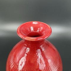 Vintage Hand Made Studio Art Pottery Vase Bottle Small Mouth Red Glaze Signed