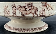 Antique 1878 Aesthetic Transferware Footed Bowl Ridgway Sparks & Ridgway Yeddo
