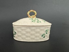 Belleek Ireland Trinket Box + Dish Set Classic Shamrock Cream Porcelain 6th Gen