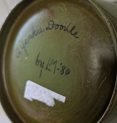 Vintage 1980 Green Toleware Metal Bucket With Hand Painted Flowers Signed