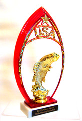 USA RED FRAME BASS TROPHY FISHING USA FRAME BASS FISH TROPHIES
