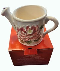 Avon 2007 Ceramic Floral Watering Can With Ladybug Design