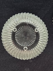 Vintage 1930’s Akro Agate Clear Glass Ribbed Powder Jar / Trinket Dish w/ Lid